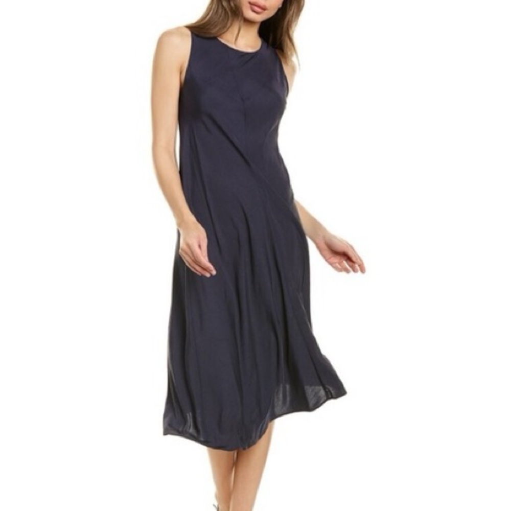 Vince Bias Cut Sleeveless Shift Midi Dress Size Small